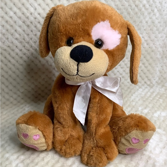 KELLTOY Plush Puppy Dog with Pink Hearts Stuffed Valentines Animal Toy - Picture 7 of 13